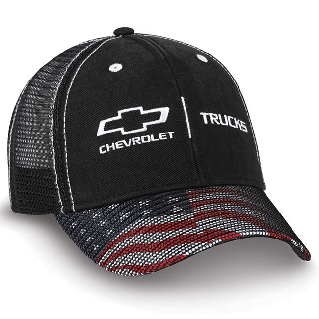 Chevy Trucks American Flag Black Twill 