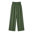 thumbnail image 3 of Cagogo Women Wide Leg High Waisted Pants with Pockets Casual Loose Long Trousers Flowy Beach Work Lounge Yoga Summer Clothes, Army Green L, 3 of 5