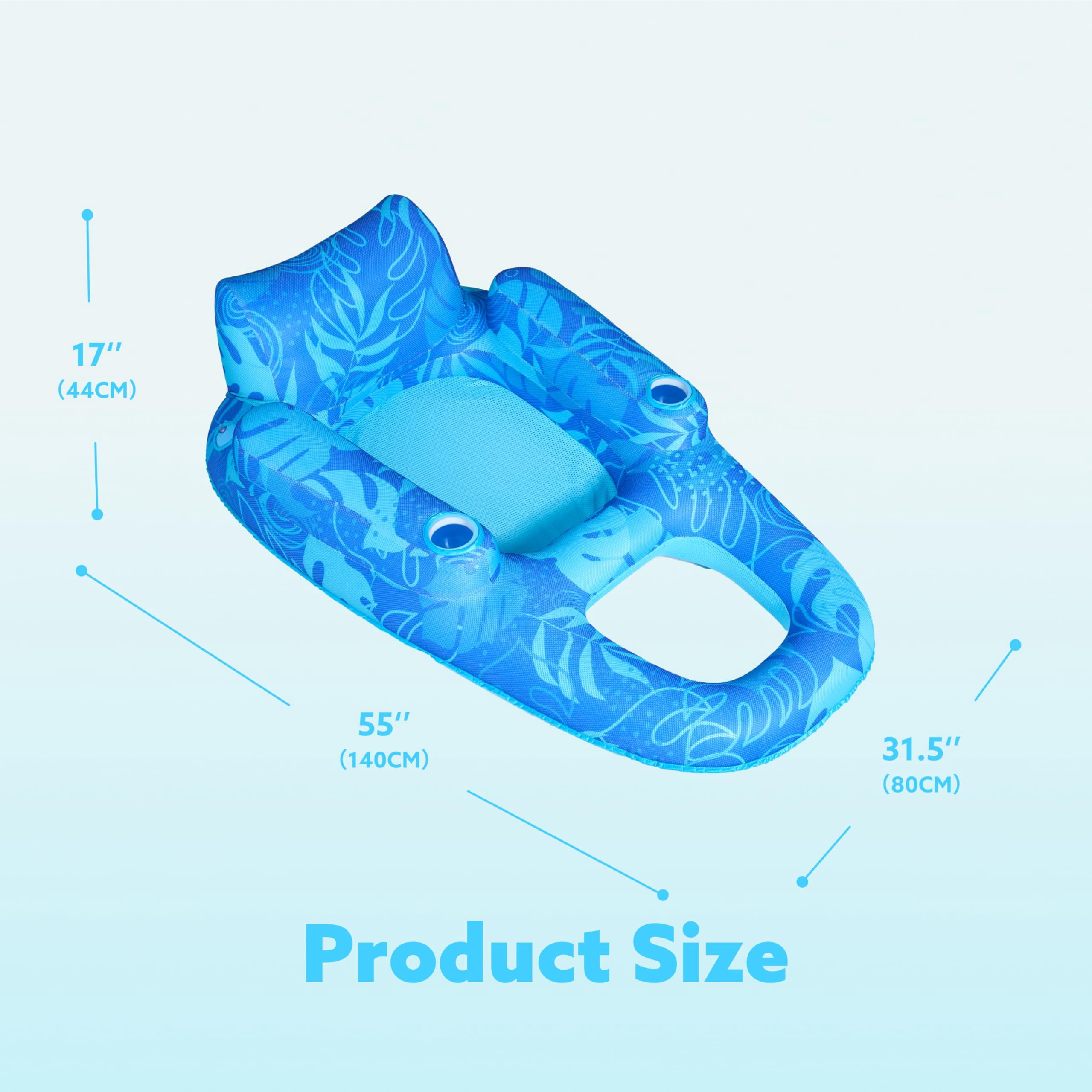 JOYFY Inflatable Pool Lounger Chair for Adult, Pool Floats Lounger Raft Floaties Water Floating Recliner Chair with Cup Holders Foot Rest Swimming Pool Floaty