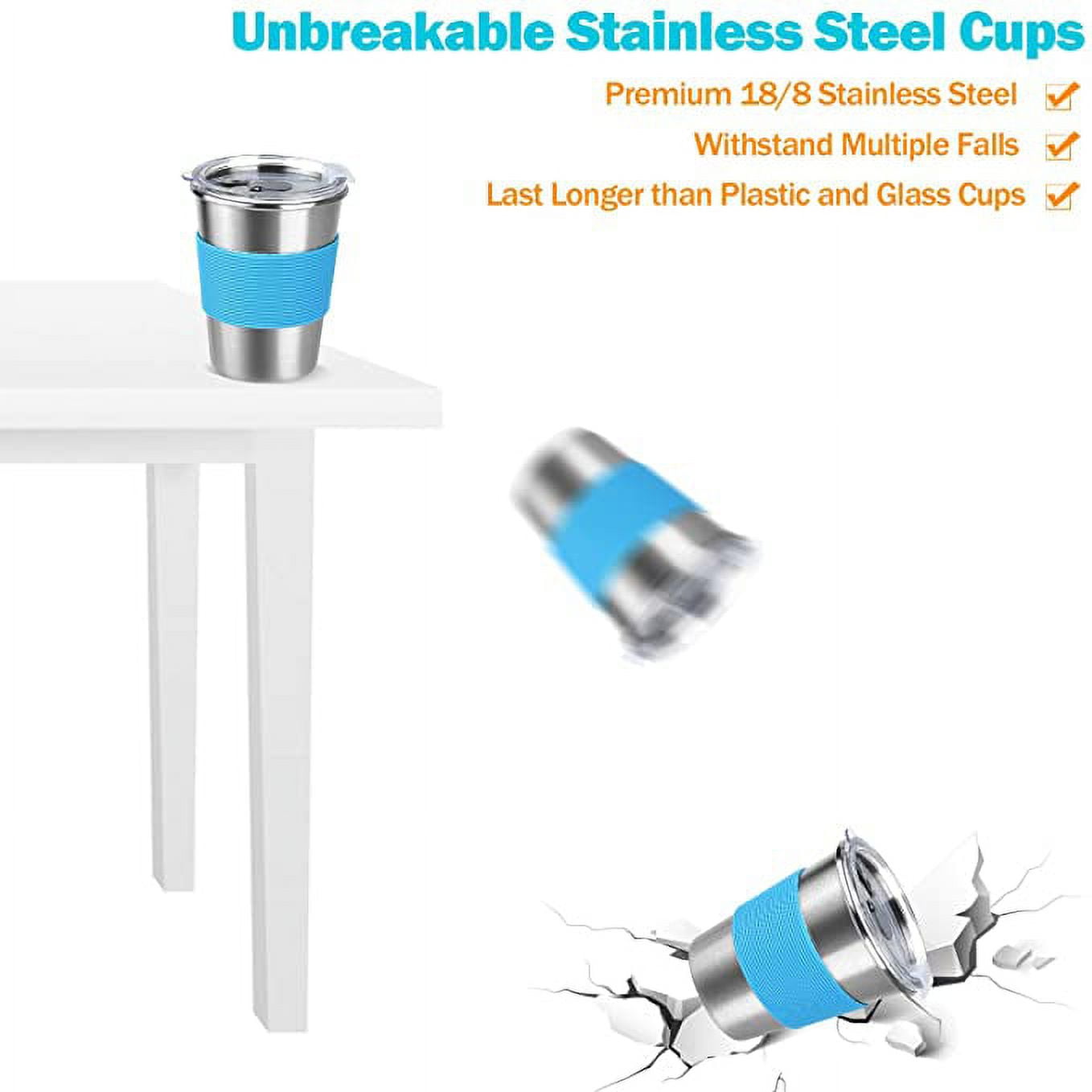 Kids Cups with Straw and Lid Spill Proof 5 Pack 12oz Stainless Steel  Drinking Tumbler with