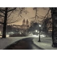thumbnail image 2 of Frank, Assaf 32x25 Gold Ornate Wood Framed with Double Matting Museum Art Print Titled - Path in cental park at night, winter, snow, New York., 2 of 4