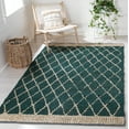thumbnail image 2 of SAFAVIEH Natural Fiber Ingram Geometric Area Rug, Dark Green/Natural, 6' x 6' Square, 2 of 8