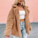 thumbnail image 5 of Abrigo esponjoso de invierno para mujer, chaqueta corta gruesa de piel sintética de manga larga Irfora Beige/M, 5 of 7