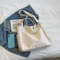 thumbnail image 4 of Bolso De Mujer De Un Solo Hombro De Color Sólido Informal Simple De Moda Bolso De Lona Totalizador De Gran Capacidad, 1 Pieza, Beige, 4 of 5