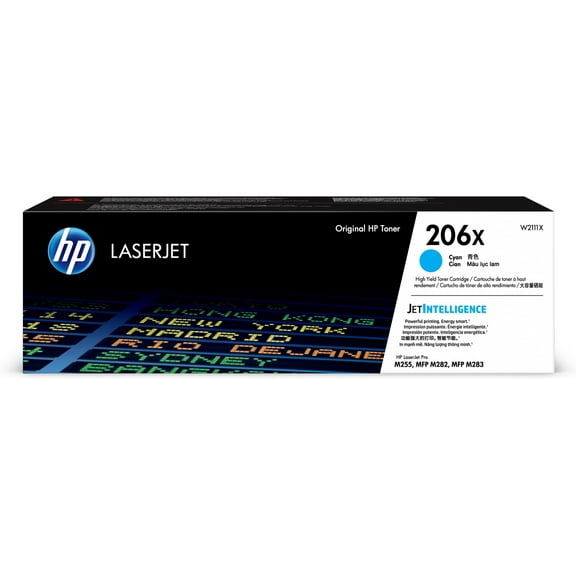 HP 206X High Yield Cyan Original LaserJet Toner Cartridge, ~2,450 pages, W2111X