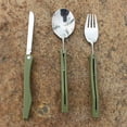 thumbnail image 4 of Pieces - Stainless Steel Folding Cutlery for Camping, Picnic, Knives, Forks, Spoons (Army Green), 4 of 5