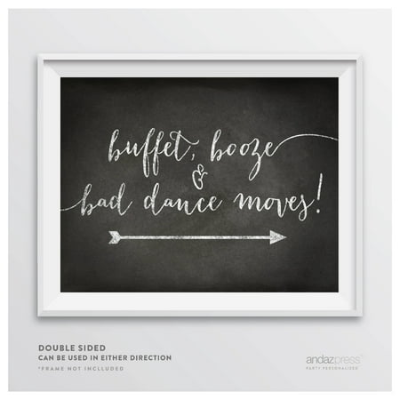 Buffet, Booze, Bad Dance Moves Vintage Chalkboard Wedding Party Directional Signs,