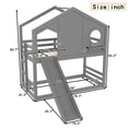 thumbnail image 5 of Bellemave Twin Over Twin Bunk Bed with Slide, Wood House-shape Floor Bunk Bed with Ladder and Storage, Space-saving Twin Loft Bed, No Box Spring Needed（Gray), 5 of 8