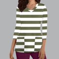 thumbnail image 2 of Xfvqtps Scrub Tops for Women Striped Soft V-Neck 3/4 Sleeve Scrubs Comfortable Nursing Uniforms New Casual Printed T-shirt Nursing Clothes Top Working Uniforms with Pockets Olive Green, 2 of 5