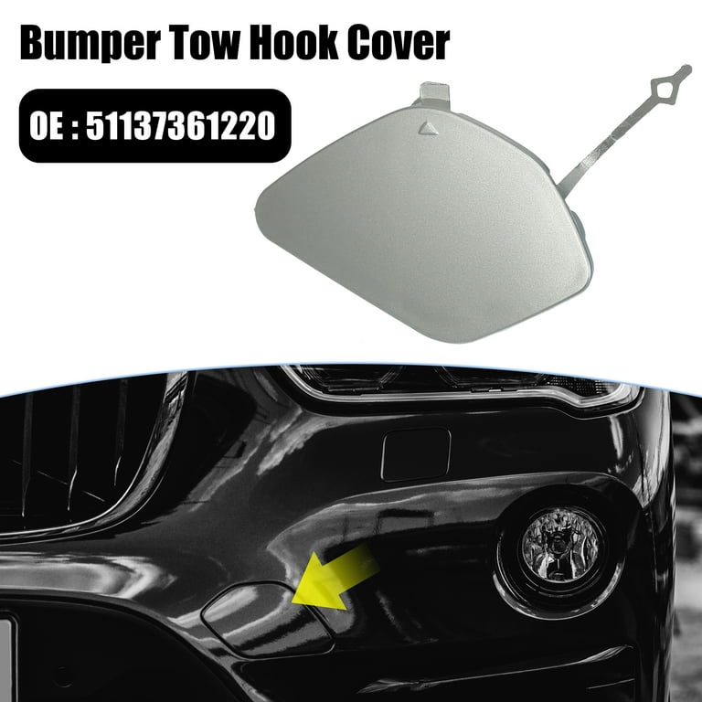 Unique Bargains Car Front Bumper Tow Hook Cover 51137361220 for BMW F48 20i  2016-2018 Eye Lid Trailer Cover Silver Gray 