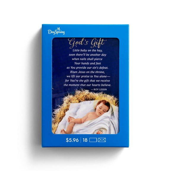 18 Count Inspirational Christmas Boxed Cards, Jesus in manger, God's Gift with Scripture by DaySpring