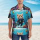thumbnail image 2 of Balery Underwater Diving Cat Camisas hawaianas de manga corta para hombre, camisas playeras de corte holgado, camisas de vacaciones con botones,X-Large, 2 of 7