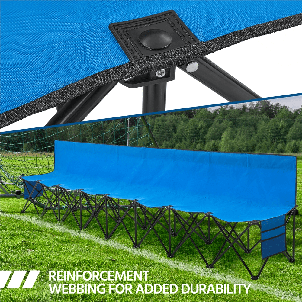 Renwick 8-Seat Folding Camping Bench with Backrest, Blue