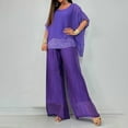 thumbnail image 7 of UAMVSH Womens Chiffon Pantsuit Sets Elegant Double Layered Loungewear Outfits Fashion Boho Sparkly Mesh Tops and Flowy Pants(X-LargePurple), 7 of 7