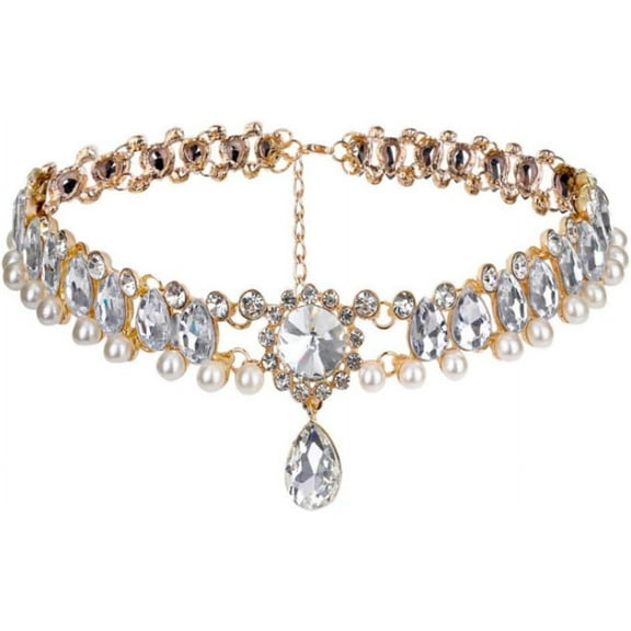 Bohemia Rhinestone Crystal Necklace Pearl Choker Wedding Jewelry Bridal Diamond Pendant for Women