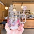 thumbnail image 1 of New Starbucks Pink Sakura Color-changing Glass Coffee Mug Cup With Flower Stick, 1 of 5