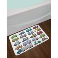thumbnail image 2 of Cartoon Bath Mat, Colorful Landscape Transportation Displayed in 4 Lines All from Bicycle to Truck, Plush Bathroom Decor Mat with Non Slip Backing, 29.5" X 17.5", Multicolor, by Ambesonne, 2 of 2