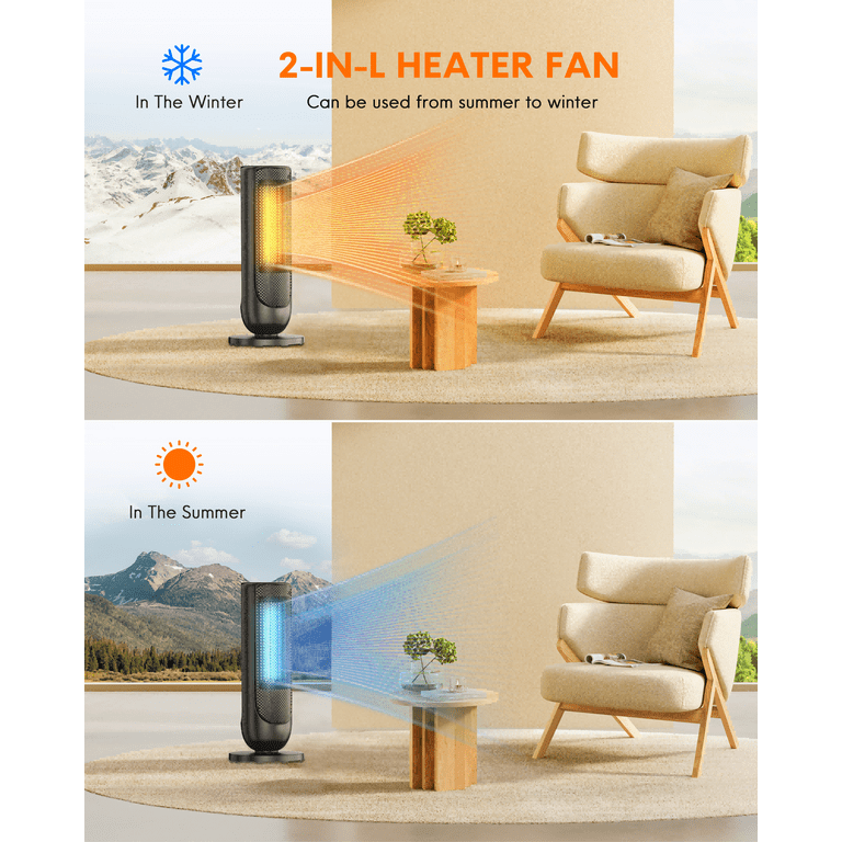 Lairy Space Heater 17.5” 1500W Oscillating Electric Ceramic Tower