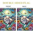 thumbnail image 5 of Welcome Spring Cat Garden Flag Spring Summer Floral Flower Garden Flag Double Sided 12 x 18 Kitty Kitten Sunflower Butterfly Yard Flag Outside Decorations Outdoor Small Decor Banner, 5 of 10