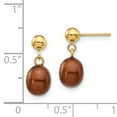 thumbnail image 3 of Primal Gold 14 Karat Yellow Gold 6-7mm Brown Rice Freshwater Cultured Pearl Dangle Post Earrings, 3 of 5