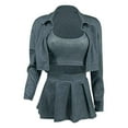 thumbnail image 3 of 3 Piece Outfits For Women Shorts Long Sleeve Jacket Crop Top And Pleated Mini Skirt Summer Tracksuit Set Womens Swimsuits with Skirt Women Petite Suits Older Womens Bathing Suits Girls Long Swim Skirt, 3 of 4