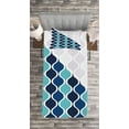 thumbnail image 3 of Ambesonne Abstract Quilted Bedspread Set 2 Pcs, Wavy Stripes Spirals, Twin Size, Turquoise Dark Blue, 3 of 3
