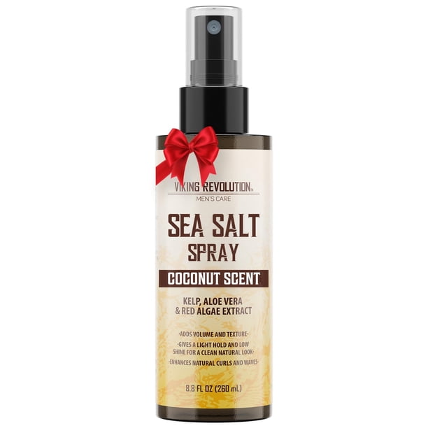 Viking Revolution Spray de sal marina de coco para hombres - Spray texturizante para el cabello con aloe vera y extracto de algas rojas - Spray de surf para agregar volumen y textura - Spray de sal ma