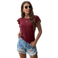 thumbnail image 5 of JWD Summer Ruffle Short Sleeve Knit Tunic Tops Shirts Tank Tee Blouse For Women, 5 of 7