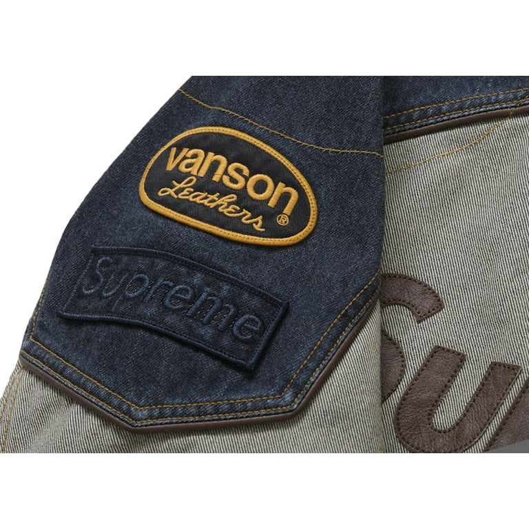 Supreme Men's Vanson Leathers Cordura Cotton Jacket Denim, from