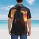 thumbnail image 4 of Balery Sunset Western Cowgirl Camisas hawaianas de manga corta para hombre, camisas playeras de corte holgado, camisas de vacaciones con botones,Medium, 4 of 7
