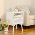 thumbnail image 7 of LELELINKY Rattan Nightstand with Charging Station, Boho Bedside Table with Handmade Drawer & Open Shelf for Bedroom, White, 7 of 7