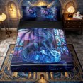 thumbnail image 2 of Erosebridal Twilight Ice Dragon Print Zipper Twin Comforter Sets with Fitted Sheet and 2 Pillowcases,Cathedral Glass Window Accent Zipper Bedding Set,Purple Blue,4-Piece,Black Reversible, 2 of 6