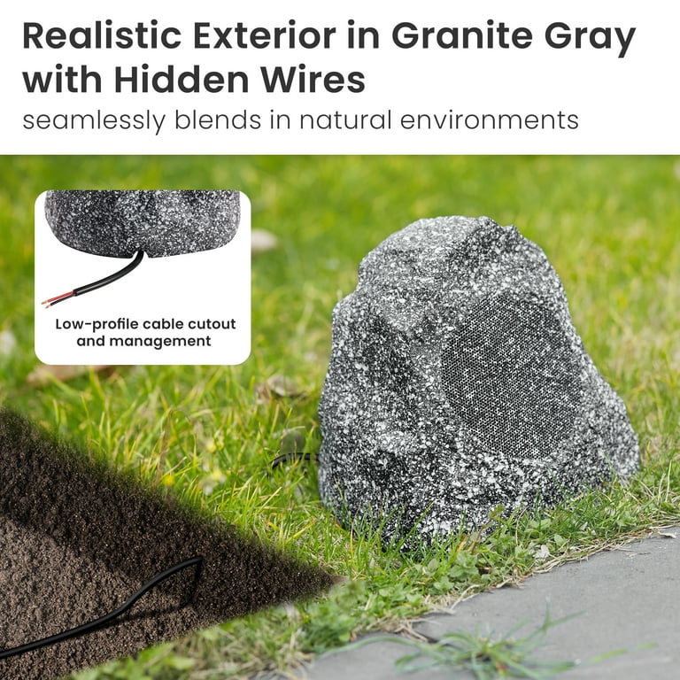 Outdoor Granite Rock 2-Speaker Set for Deck Patio Garden Outdoor Granite Rock 2-Speaker Set for Deck Patio Garden