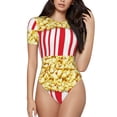 thumbnail image 1 of Balery Popcorn Body de cuello redondo de manga corta para mujer Tops de manga corta Tops básicos-Medium, 1 of 7