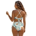 thumbnail image 2 of Xoenoiee Green Daisy Flower Print High Waisted Bikini Sets for Women Tummy Control Swimsuits Two Piece Bathing Suit with Adjustable Straps 2026, M, 2 of 7
