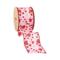 thumbnail image 4 of LaRibbons 2 1/2" Wired Ribbon | Pink w/ Red/Pink/Allover Hearts, 4 of 7