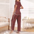 thumbnail image 2 of Besolor Womens Stripe Pajamas 2 Piece Nightwear Short Sleeve Side Split Tops and Pants Sleepwear Soft Pjs Sets, 2 of 8