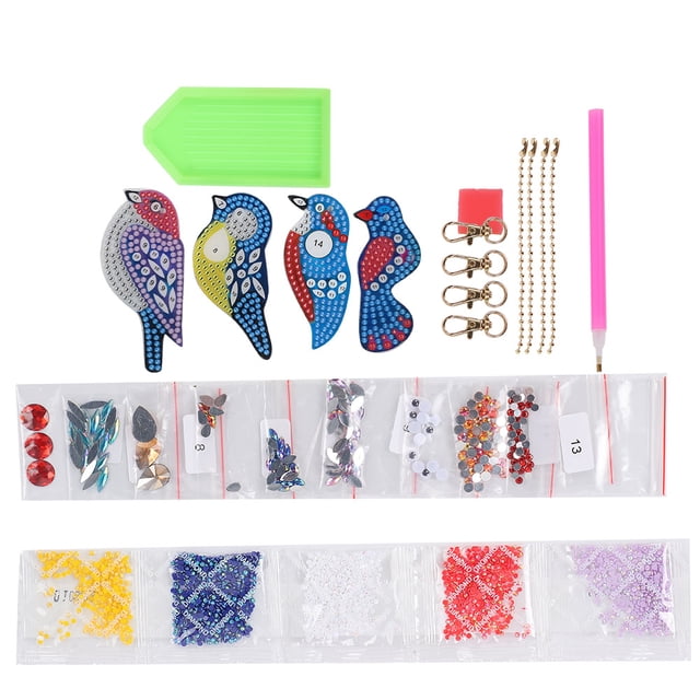 Painting Key Ring, Bird Pattern Rhinestones Painting Key Chain, For Birthday, New Year And Christmas DIY Christmas Crafts