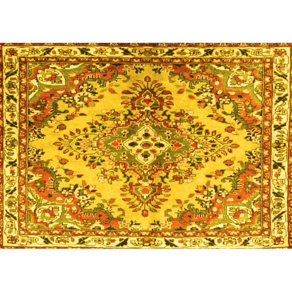 Ahgly Company Indoor Rectangle Persian Yellow Traditional Area Rugs, 4' x 6'