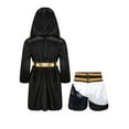 thumbnail image 2 of vastwit Kids Boxing Costume Halloween Party Cosplay Boxer Cape Cloak and Boxer Muai Thai Shorts White&Black 6, 2 of 5