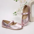 thumbnail image 4 of Rexoro Girls Mary Jane Shoes Shiny Patent Hook and Loop Ballet Flats with Flower Cutouts for Little/Big Kids School Party Dress Wear, 4 of 5