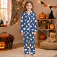 thumbnail image 2 of MEZZALL Girls Halloween Print Pajama Sets For Kids Cozy Nightwear Lapel Button Down Long Sleeve Tops And Pants 2 Piece Sleepwear, 2 of 5