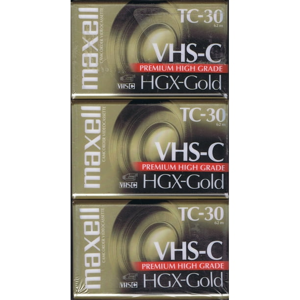 Maxell 3090 Vhs C Tc 30 Hgx Gold Camcorder Videocassette 3 Pack Walmart Com