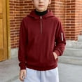thumbnail image 3 of Boy's Long Sleeve Hoodies Casual Loose Hooded Sweatshirts Kids Quarter Zip Pullover with Kangaroo Pocket 5-15Y, 3 of 6