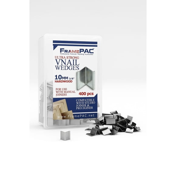 Clavos Framepac V Para Marcos De Fotos De Madera Dura De 0.394 In (3/8 Pulgadas) [Paquete De 400 Clavos En V Sueltos] – (Para Uso En Clavadora Manual En V Para Marcos De Fotos, Clavadora Manual En V P