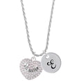 thumbnail image 1 of Delight Jewelry Silvertone Big Sister Rock on AB Crystal Heart Silvertone Script Initial Disc - E - Charm Necklace, 20"+3", 1 of 4