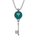 thumbnail image 1 of Kazakhstan Currency Symbol Tenge KZT Pendant Vintage Necklace Silver Key Jewelry, 1 of 3