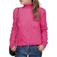 thumbnail image 4 of Mercatoo Cable Knit Turtleneck Sweater for Girls Long Sleeve Comfy Solid Pullover Shirt Kids Fall Winter Warm Soft Tops, 4 of 7