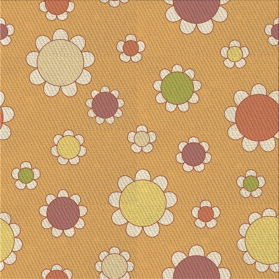 Ahgly Company Machine Washable Indoor Square Transitional Yellow Orange Area Rugs, 6' Square