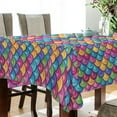 thumbnail image 3 of JSTEL Mermaid Print Rainbow Table Cloth Square 60 x 60 Inch Tablecloth Anti Wrinkle Table Cover for Dining Kitchen Parties, 3 of 6